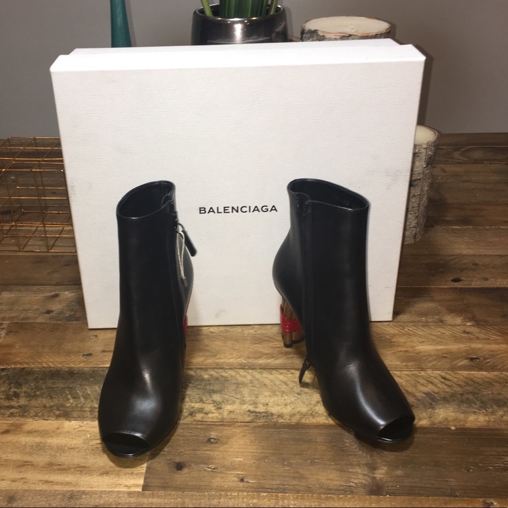 New Balenciaga Peep Toe Ankle Boots - Picture 6 of 8